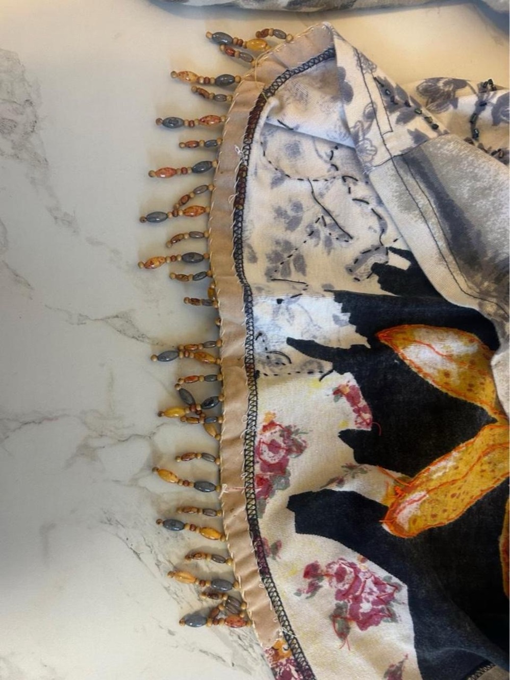Y2K Women's Floral Embellished Long Sleeve Top - Orange/Black - Picture 6 of 6